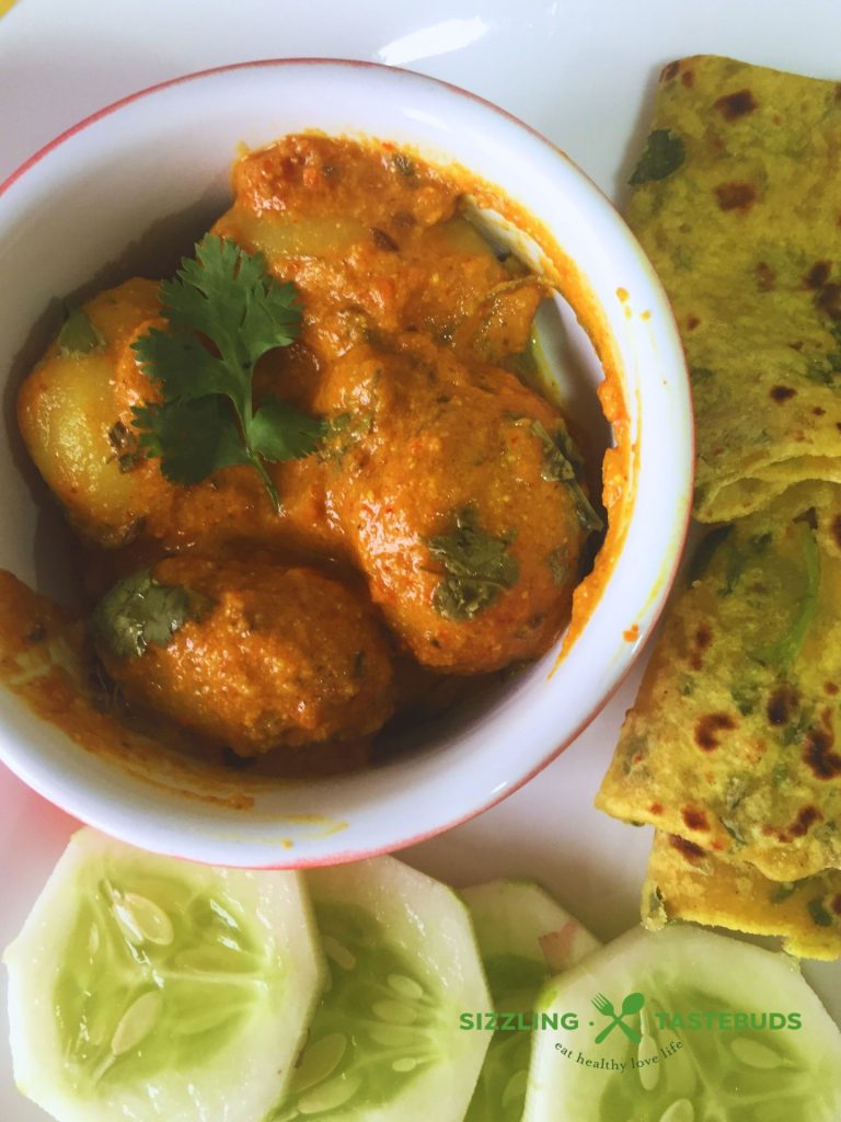 Kashmiri Dum Aloo is a delectable Baby Potato Curry served with fragrant pilaf, steamed rice or flatbreads.