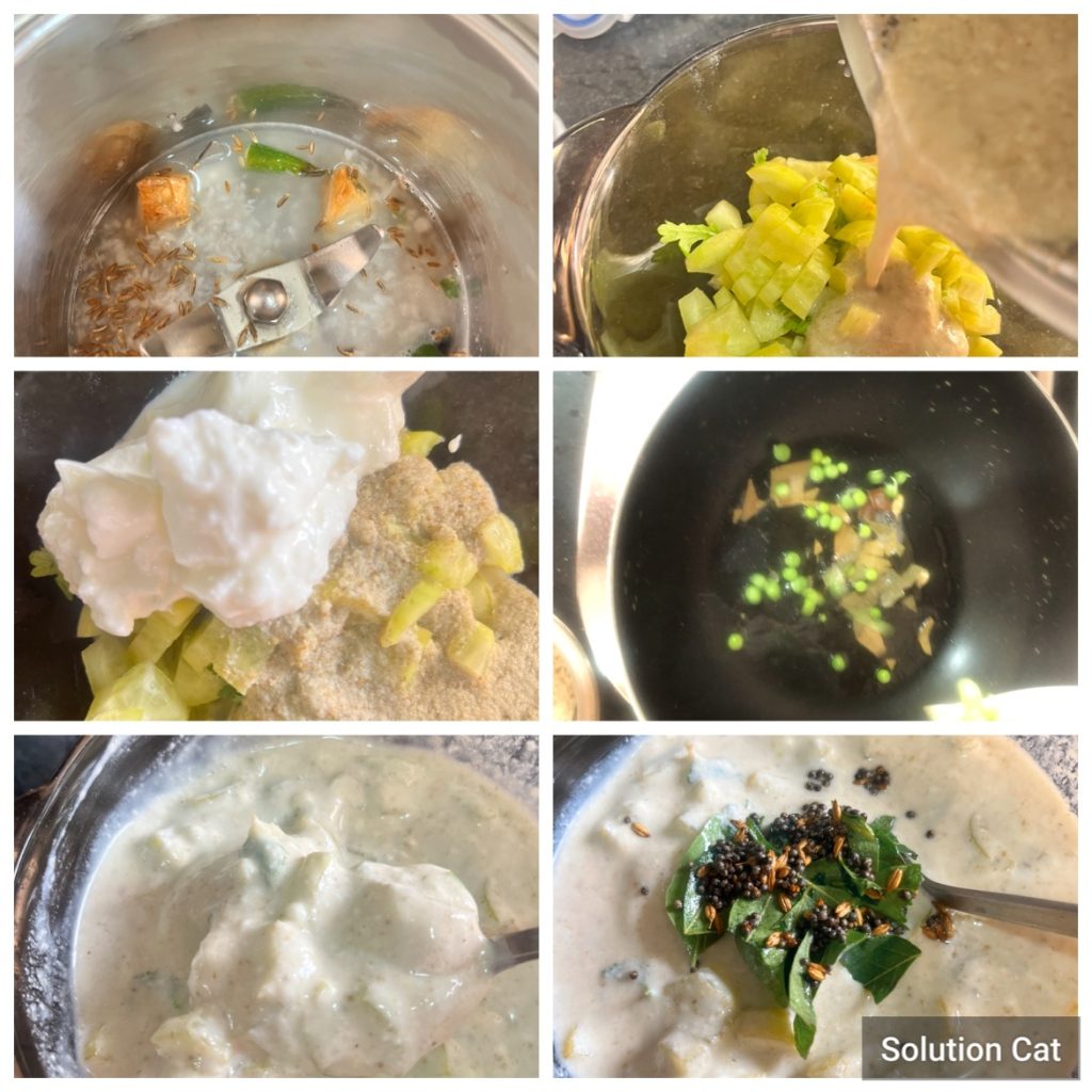 Vellarikai Inji Pachadi is a quick and tasty Cucumber and Ginger raita made with yogurt and a spicy coconut base. Perfect as a meal or accompaniment to Rice or Parathas.