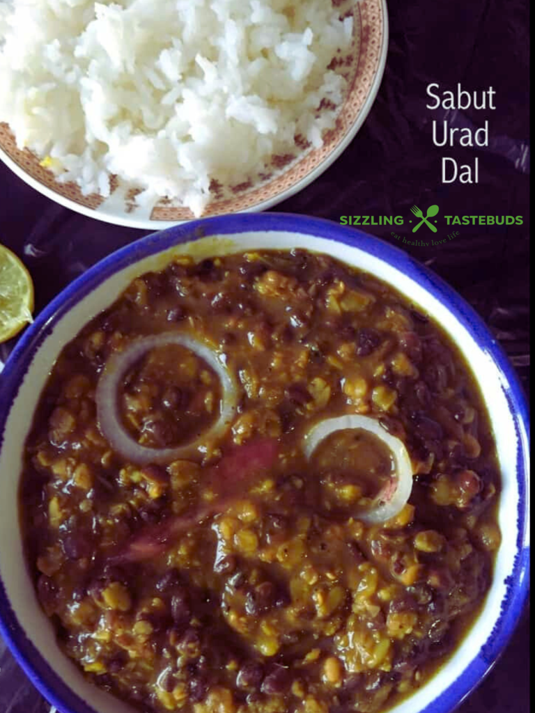 Sabut Urad dal is a vegan, Gluten Free curry made from whole black gram sauteed with simple spices. Served with Roti / Rice.