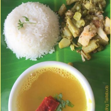 Lemon Rasam or Elumichai Pazham Rasam is a quick and comforting lentil broth with lemon. Served as an appetiser or with steamed rice/ millets for lunch.