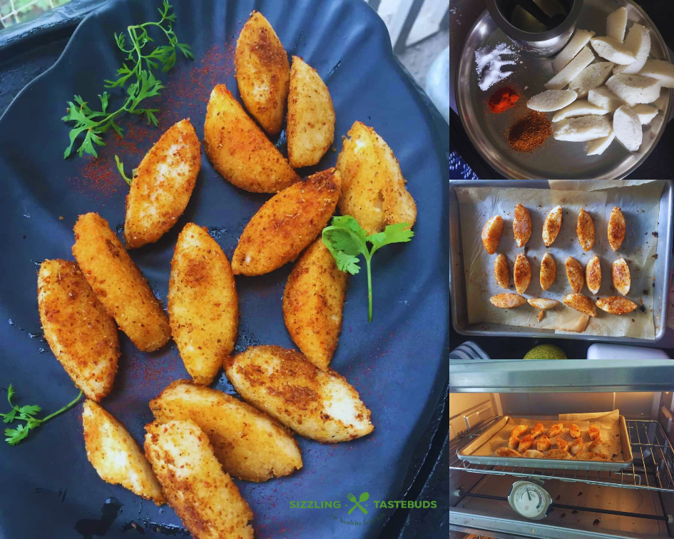 Baked Idli Fry is a low calorie, baked snack with leftover Idlis - a snack that is irresistible and addictive in taste and flavour.
