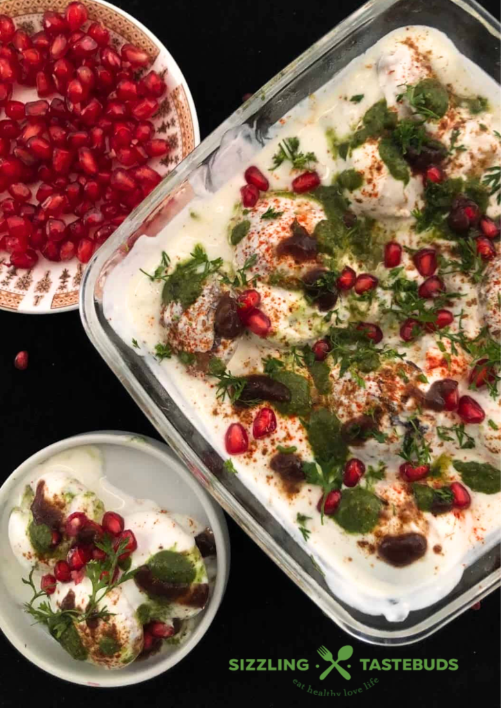 No fry Dahi Bhalle are non-fried lentil dumplings soaked in a spicy tangy, sweet yogurt sauce. Perfect for Holi, Diwali or any other celebrations.