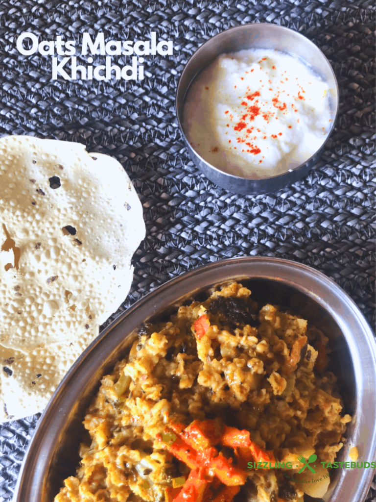 Oats Masala Khichdi is a quick, nutritious & fuss-free one pot meal with Oats, Lentils and Veggies. Perfect for bachelor cooking or when cooking for one