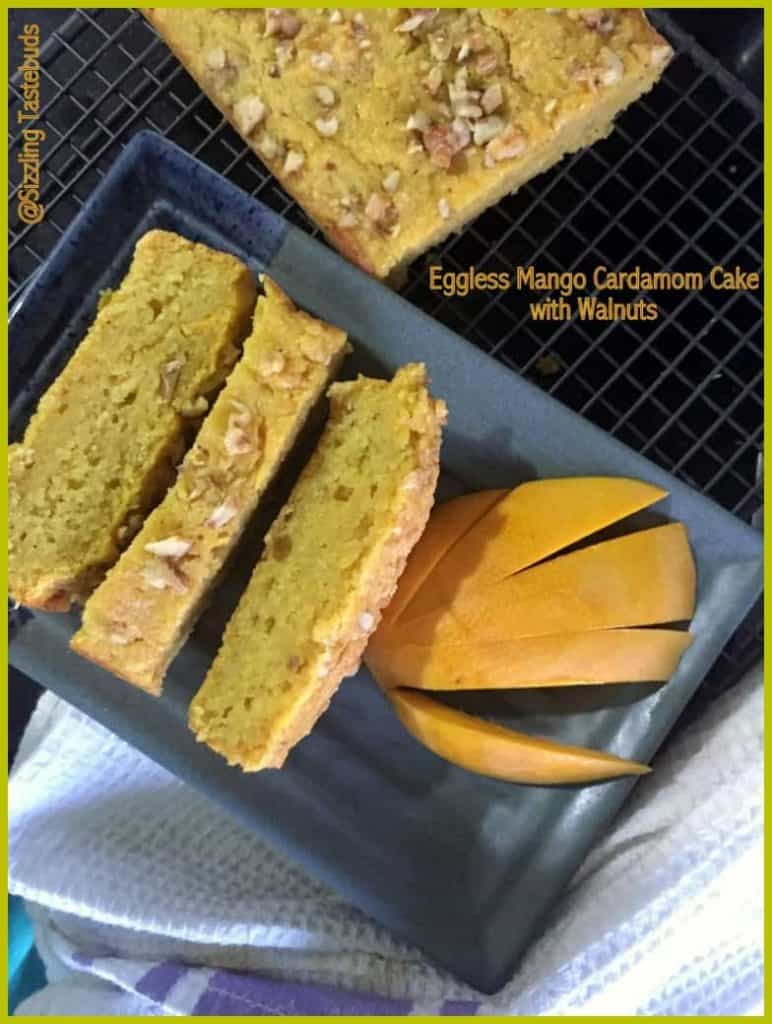 eggless mango cardamom cake