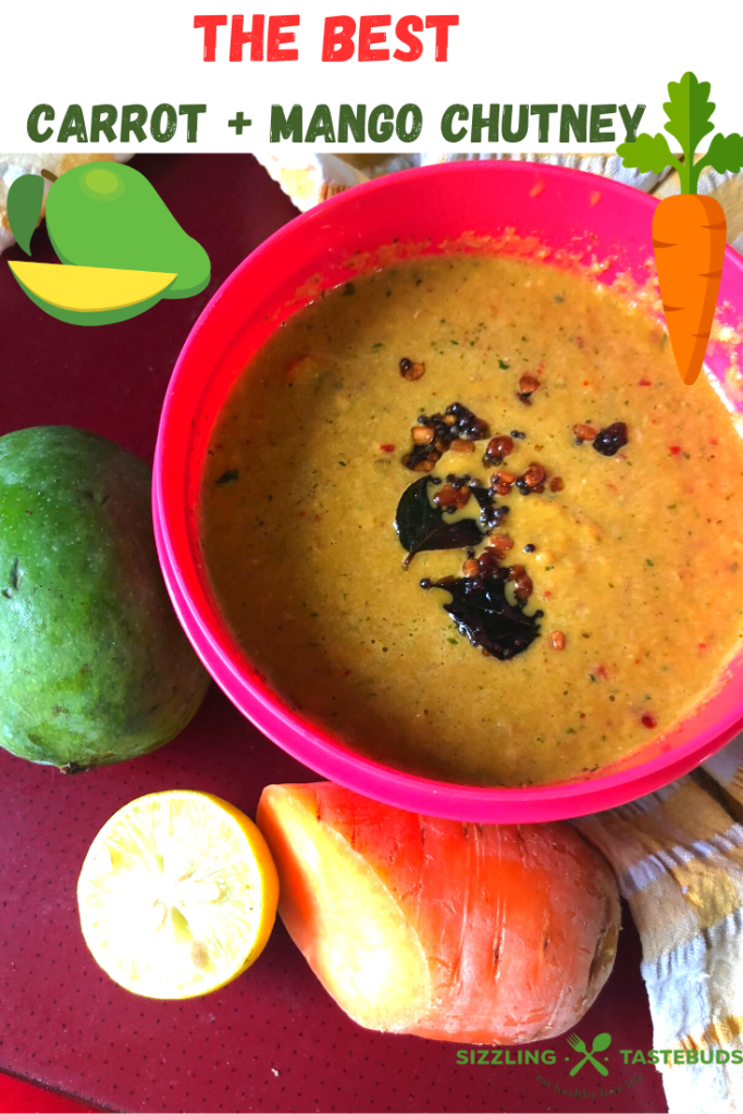 A quick to make Mango Carrot Chutney is a riot of flavours and textures, and is best served with any South Indian Breakfast or with any flatbread like Roti or Paratha. 100% Gluten Free and Vegan too!