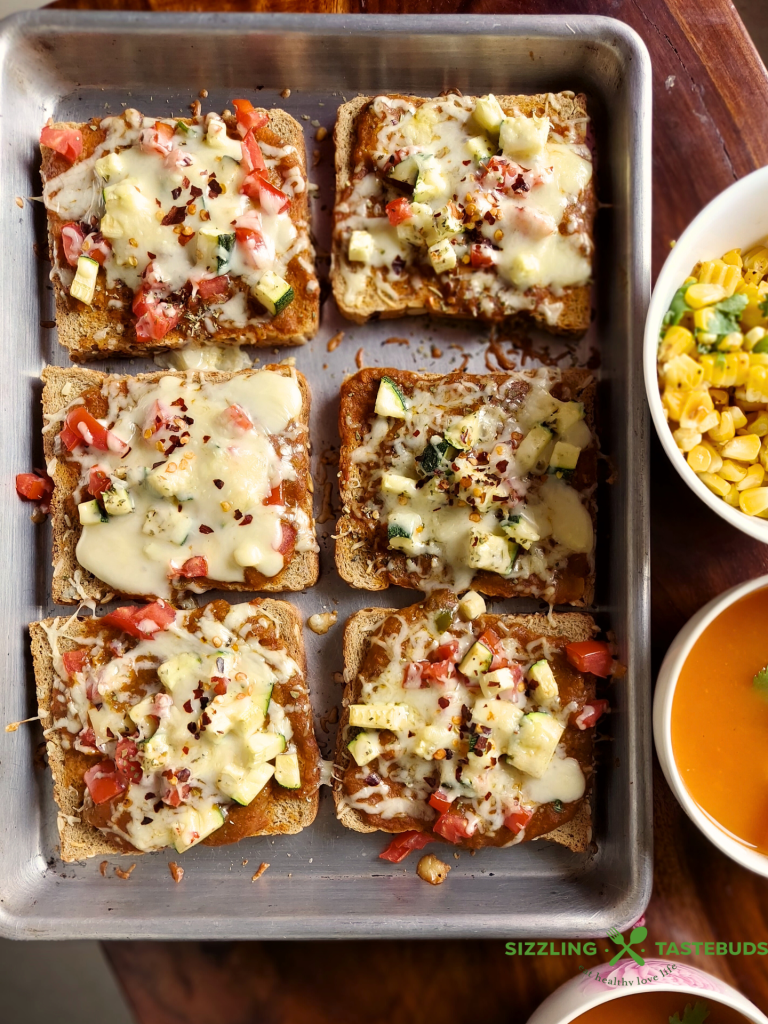 Pav Bhaji Pizza is a quick to make snack or light dinner with leftover pav bhaji masala and basic pantry essentials. Customisable as a Gluten Free or Vegan snack too.